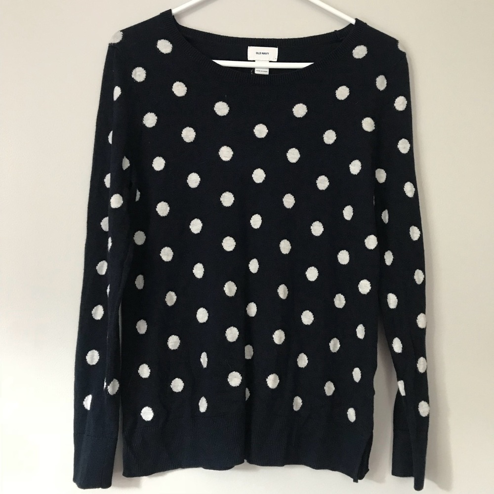 NWOT✨ Old Navy White & Navy Blue Polka Dot Sweater